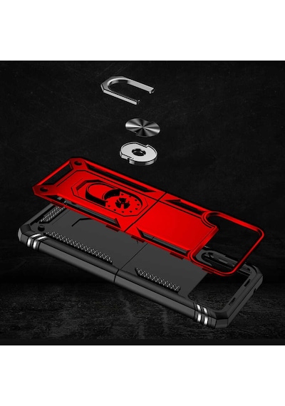 Mobilteam Galaxy Z Flip 4 Uyumlu Vega Kılıf-kırmızı Kirmizi