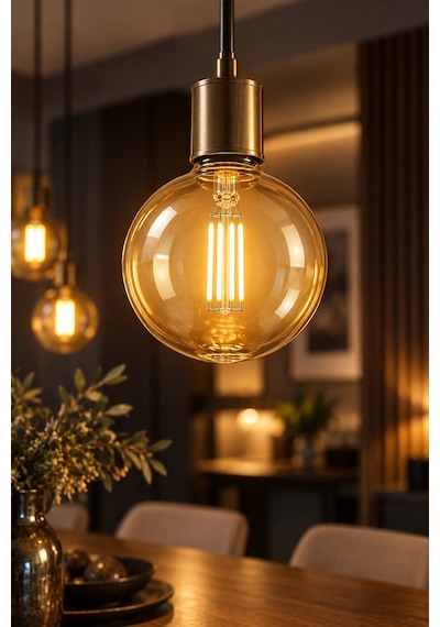 G80 Dimmerli Rustik Gün Işığı 2700k Amber Led Ampul Filament E27 Duylu Filamanlı Edison Ampül 1 Ad