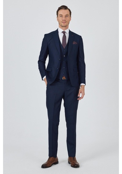 İmza Düz Filafil Mono Yaka Tam Astar Yelekli 6 Drop Slim Fit Takım Elbise 1001250171 Koyu Lacivert İmza Düz Filafil Mono Yaka Tam Astar Yelekli 6 Drop Slim Fit Takım Elbise 1001250171 Koyu Lacivert