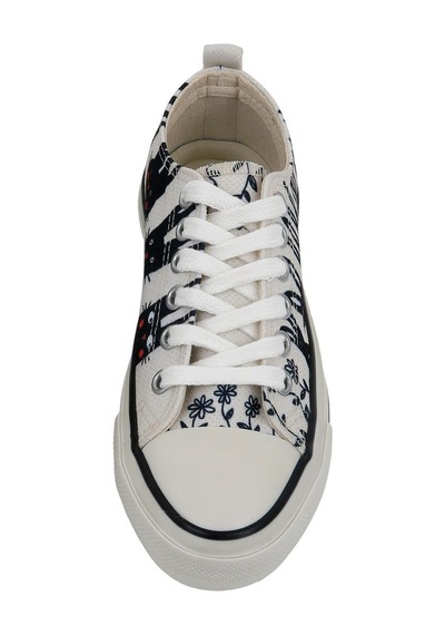 Kadın Vegan Beyaz Sneakers - Line Of Rabbits Tasarım Çok Renkli