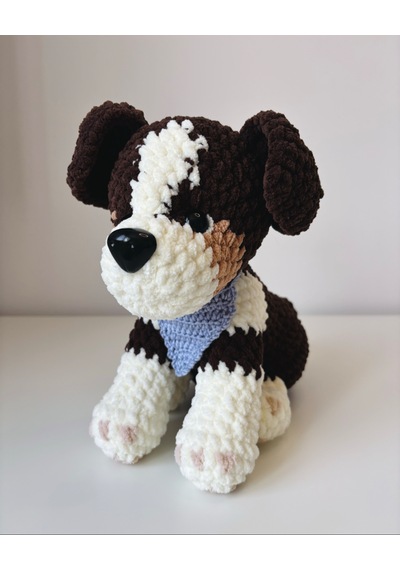 Bailey The Dog Amigurumi Köpek Oyuncak Açık Kahverengi - Beyaz