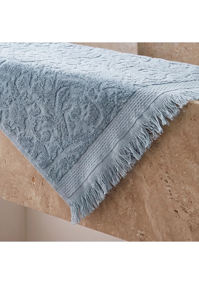 Botti Home %100 Pamuk Jakarlı El Ve Yüz Havlusu Seti 50 X 90 Cm Çeyizlik Saçaklı Havlu Bebe Mavisi