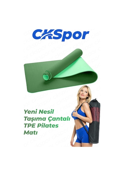 6 Mm Tpe Kaymaz Pilates Yoga Matı 180x60 Cm Taşıma Çantalı Profesyonel Spor Matı Özel Seri Yeşil