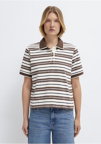 Mavi - Çizgili Polo Yaka Bej Tişört 1614119-91723