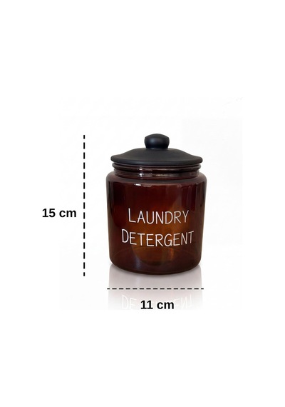 Laundry Detergent Yazılı 900 Ml Amber Cam Deterjan Kavanozu, Siyah Kapaklı Banyo Ve Çamaşır Düzenleyici Çok Renkli