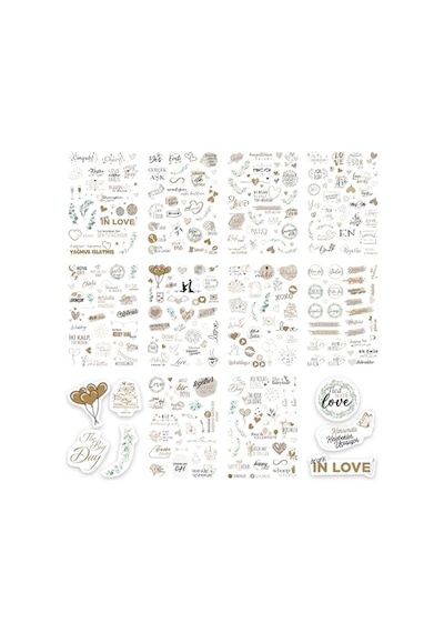 Düğün Sticker Seti, 325 Adet Çıkartma, Misafir, Konuk Defteri Veya Fotoğraf Albumü İçin Sevgi Dolu Vintage Love Genel