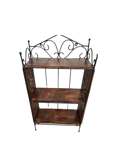 Ahşap Ferforje Duvar Rafı 32x14x59 Cm. Kna608 Siyah
