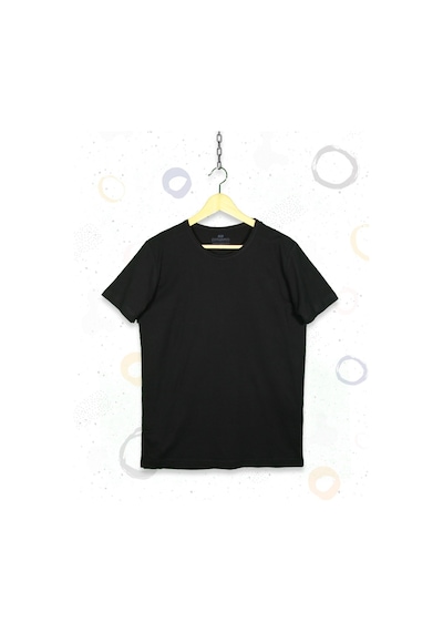 Bisiklet Yaka Siyah Basic Tişört Siyah