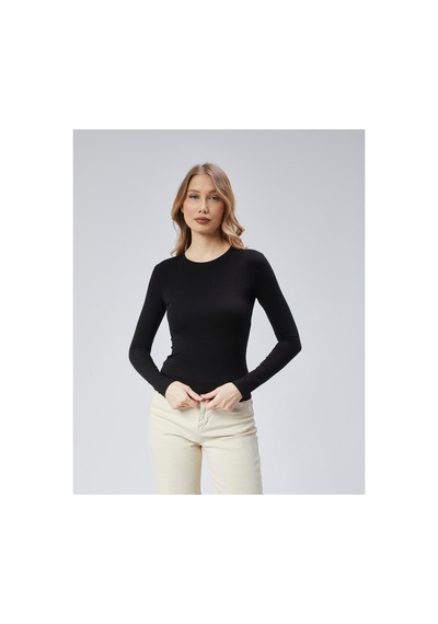 Virago Soft Cotton Yuvarlak Yaka Uzun Kol Bluz/body Siyah - 686786243 Siyah - 686786243 Siyah