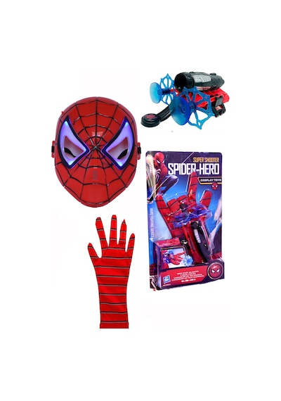Örümcek Adam Ok Ağ Fırlatan Atan Eldiven Spiderman Işıklı Maske