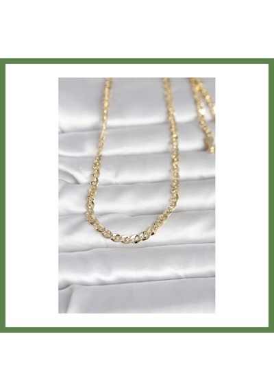 Bezos Cm 14k Gold Renk Yassı Oval Zincirli Model 60 Cm Kadın Kolye Hb006