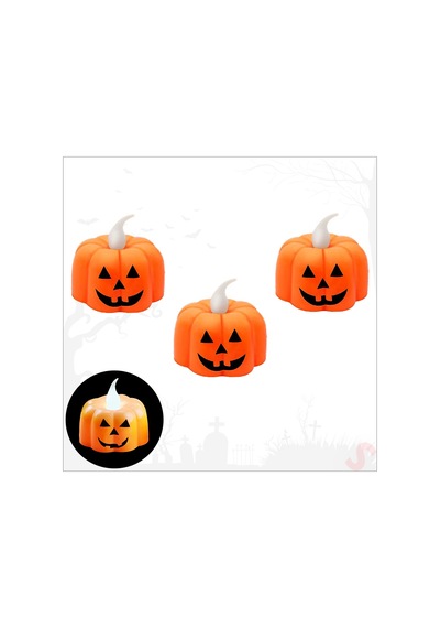 Halloween Bal Kabağı Led Mum, 5cm X 3 Adet