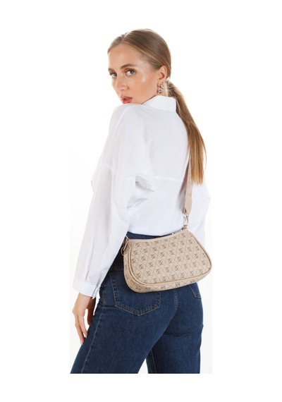 Newish Polo Kadın Farme Monogram Baget El Ve Omuz Çantası New111 Bej