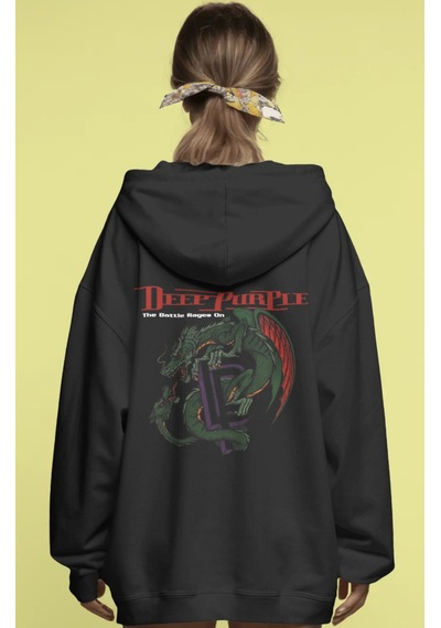 Sevbano Deep Purple Rock Metal Müzik Grubu Sırt Baskılı Unisex Oversize P Siyah