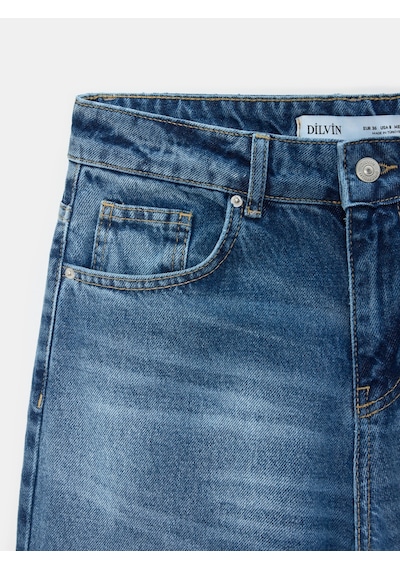 Dilvin 72107 %100 Pamuk Düşük Bel Jean-mavi Mavi