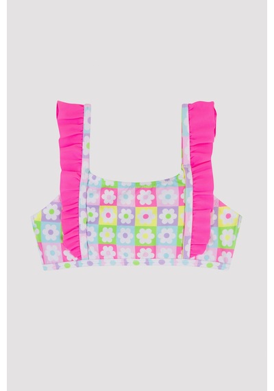 Penti Kız Çocuk Papatya Desenli Bandeau Bikini Takımı Çok Renkli Penti Kız Çocuk Papatya Desenli Bandeau Bikini Takımı Çok Renkli
