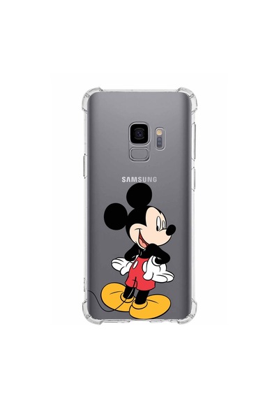 Samsung Galaxy Uyumlu S9 Köşe Korumalı Antişok Kapak Mickey Mouse Tasarımlı Şeffaf Kılıf