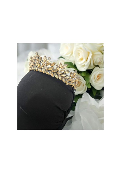 Kristal Taşlı Zarif Gelin,kına,nişan,söz,after,bride,party Taç Sarı - 707821550 Sarı