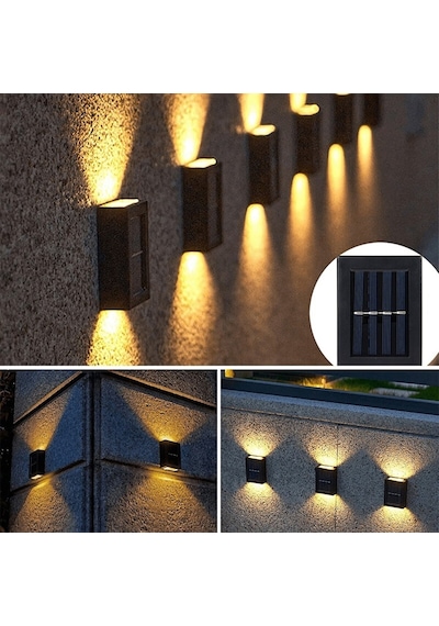 4 Ledli Solar çift Taraflı Duvar Lambası Güneş Enerjili Aydınlatma Dekorasyon Aplik Işık