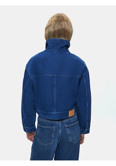 LTB Skyla Önü Cepli Crop Dark İndigo Jean Ceket Dark İndigo