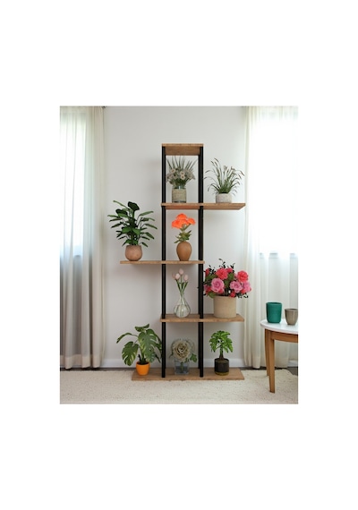 5 Raflı Dekoratif Bitki Standı Sökülebilir Kolay Kurulum Saksı Rafı Salon Balkon Çiçeklik Organizer Çok Renkli