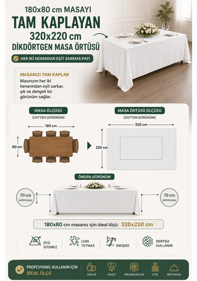 Dertsiz Dikdörtgen Masa Örtüsü 320x220cm - Dikişsiz Ütü İstemez - Düğün Davet Organizasyon Otel Restoran Siyah Siyah Dertsiz Dikdörtgen Masa Örtüsü 320x220cm - Dikişsiz Ütü İstemez - Düğün Davet Organizasyon Otel Restoran Siyah Siyah