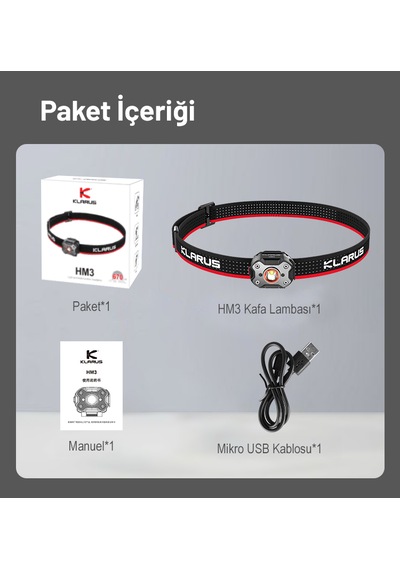 Klarus Hm3 Usb-c Kafa Lambası Siyah
