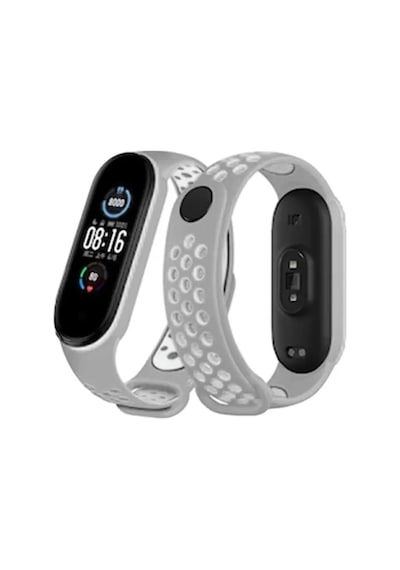 Newface Xiaomi Mi Band 6 Spor Delikli Kordon - Gri-kırmızı
