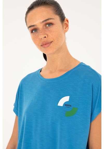 U.S. Polo Assn. Kadın Saks Bisiklet Yaka Tişört 50284353-VR045