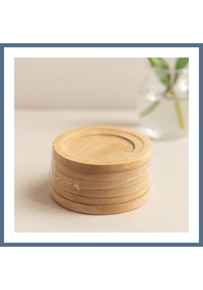 Buradabulabilirsin Bambu Ahşap Çay Tabağı 6'lı - 9.7 Cm Bbz