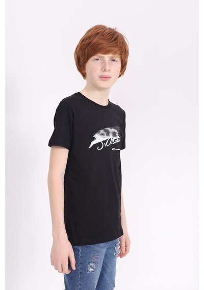 Toontoy Kids Toontoy Unisex Çocuk Atatürk Baskılı Tişört 23072 Siyah