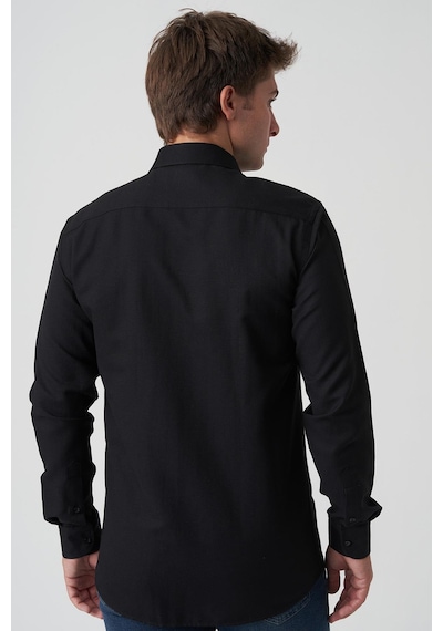 White Stone Caldas Da Rainha G2518 Slim Fit Gömlek Desenli Siyah Siyah