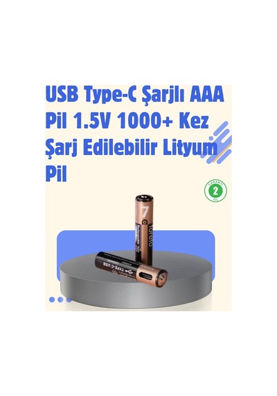 Usb Type-c Şarjlı Aaa Lityum Pil 1.5v Sabit Voltaj 1000+ Şarj Döngüsü İle Uz - Hs08375229-3