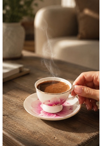 Porsima Gc57-2442 12 Parça Yaldızlı Porselen Türk Kahve Fincan Takımı - Mix Kahve Fincan Seti - 100ml Çok Renkli