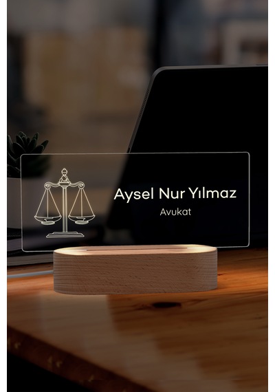 Kişiselleştirilebilir Avukatlara Özel Led Masa İsimliği Masif Ahşap Tabanlı Usb Kablolu Pleksi Led Gece Lambası Kişiselleştirilebilir Avukatlara Özel Led Masa İsimliği Masif Ahşap Tabanlı Usb Kablolu Pleksi Led Gece Lambası