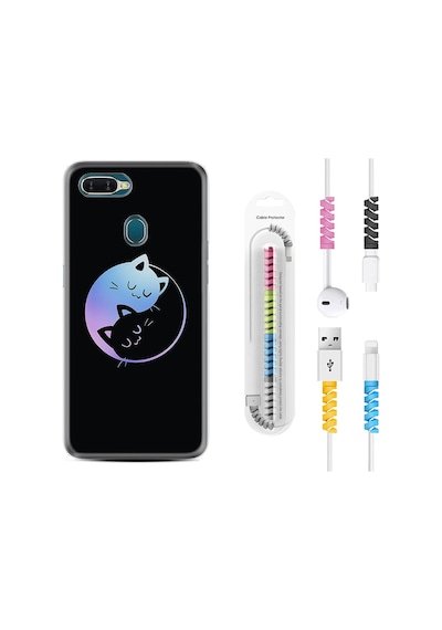 Oppo Ax7 Kılıf Kablo Koruyuculu Love Cats 1604