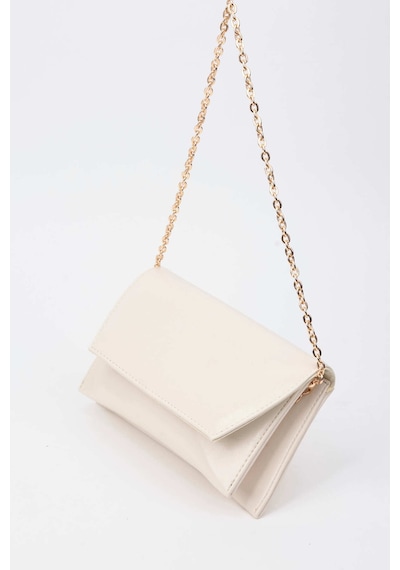 Vivaq Kadın Krem Zarf Tasarım 2 Bölmeli Mini Zincir Askılı Çıt Çıt Kapama Clutch Ve El Çantası