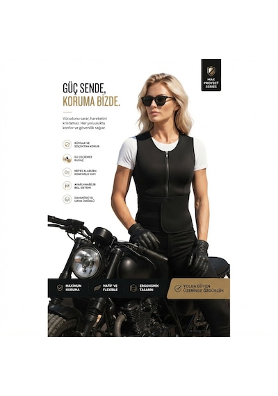 Markaflex Motosiklet Göğüs Ve Bel Rüzgar Ve Soğuk Korumalı Bel Korseli Soğuk Geçirmez Termal Motorcu Yelek Standart