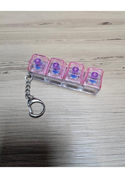 Işıklı Klavye Stres Giderici Anahtarlık - Pembe Açık Pembe