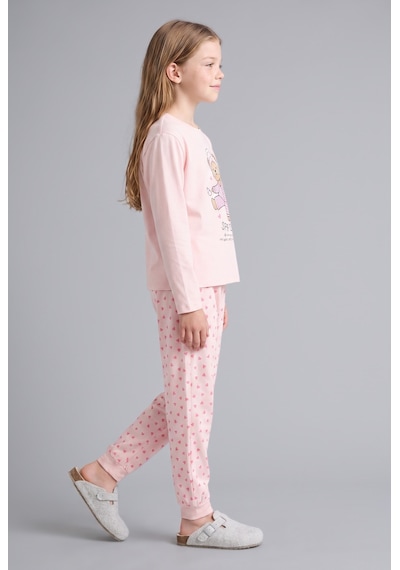 Defacto Baskılı Uzun Kollu Üst Lastikli Paça Alt 2li Pijama Takımı Kız Çocuk I3895a826aupn645 Pembe-pn645