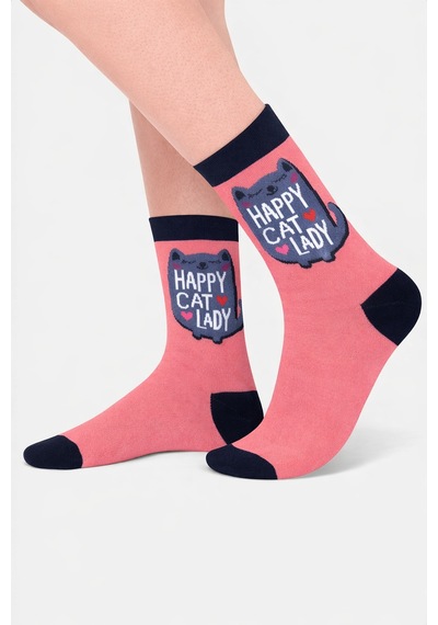 Carnaval Socks Happy Cat Lady Kedi Desenli Renkli Soket Çorap 2000386