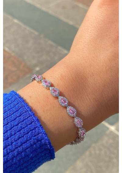 Gümüş Pembe Damla Taşlı Bileklik Dy56e23 Diğer