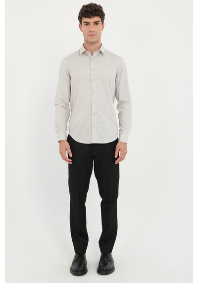 Dufy Erkek Slim Fit Uzun Kol Gri Gömlek-25810