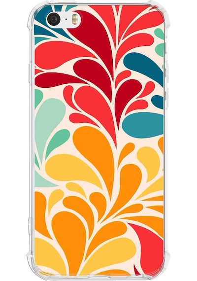 Apple Uyumlu iPhone 5s Retro Color 5 Baskılı Şeffaf Köşe Korumalı Antişok Kılıf