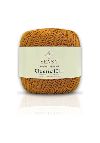 Sensy Classic 10 Tığ Ipi 100% Merserize Pamuk Örgü Ipi, Dantel Ipliği Giza Mısır Pamuğu Hardal