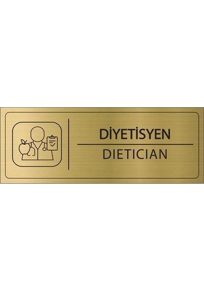 Diyetisyen İsimlik Altın Metal Kapı İsimliği Levhası Yönlendirme Tabelası
