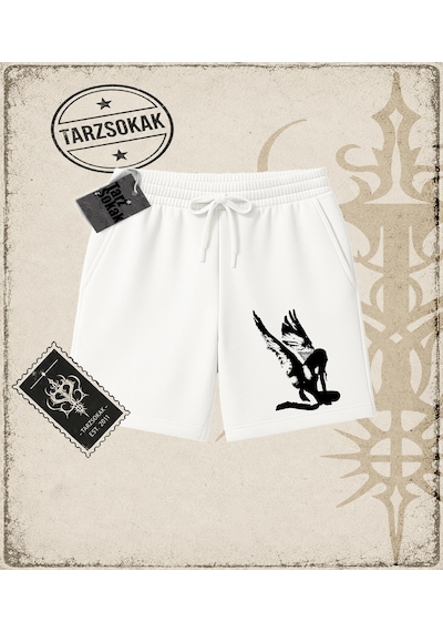 Tarzsokak Gotik & Grunge Streetwear Retro 4 Unisex Şort Beyaz
