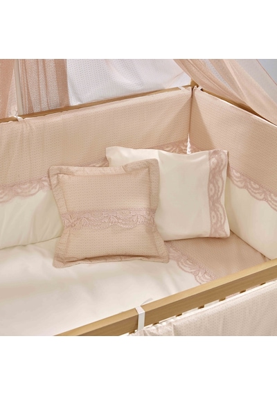 Meltem Kids Mondo Sallanır Ahşap Anne Yanı Beşik - 60x120 CM (Naturel-Pembe) Pembe