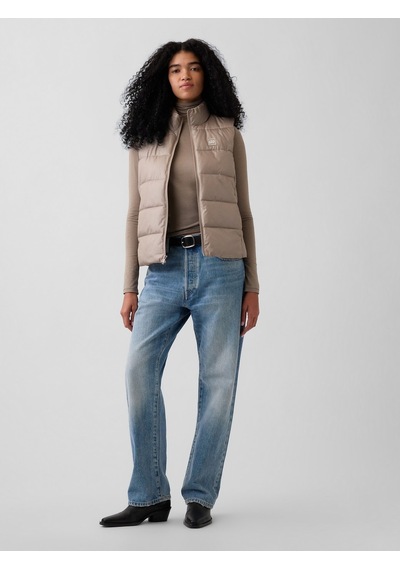 Gap V-frch Logo Lw Puffer Vest Kadın Bej Yelek 910105008