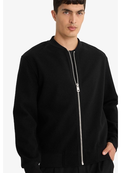 Defacto Relax Fit Kolej Yaka Fermuarlı Bomber Hırka F3576ax25wnbk81 Siyah